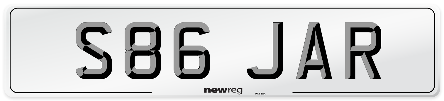 S86 JAR Number Plate from New Reg